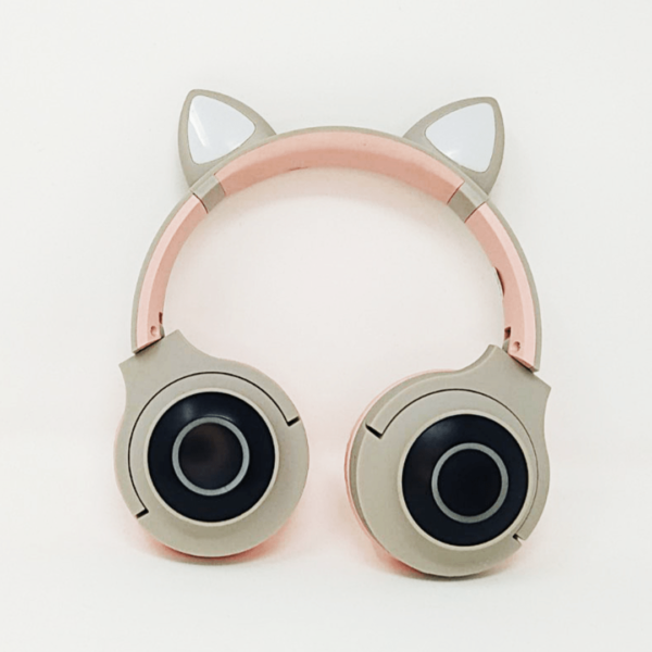 Auriculares orejas gato gris y rosa regalo de cumpleaños para niña