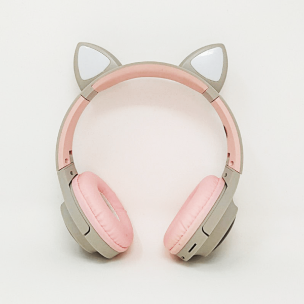 Auriculares orejas gato gris y rosa regalo de Navidad y cumpleaños para niña