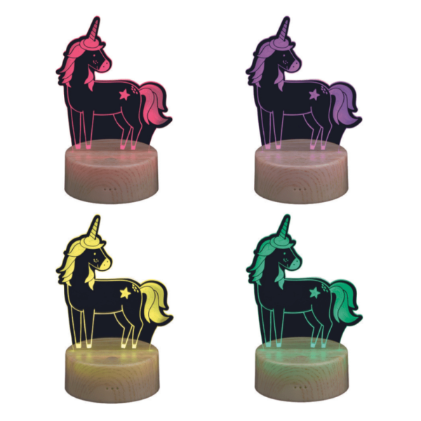 Lámpara unicornio de colores