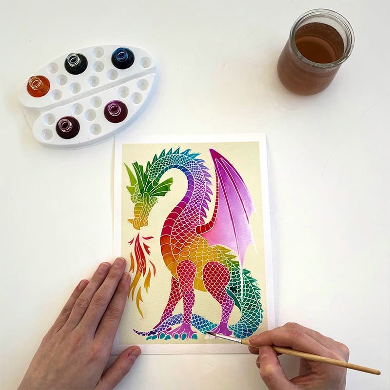 Aquarellum de dragones para colorear
