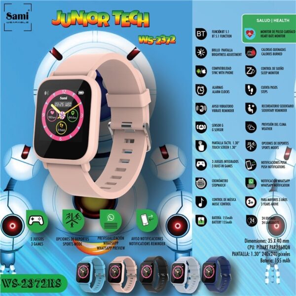 Smartwatch reloj inteligente niños rosa