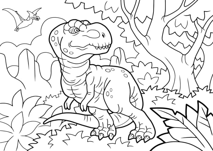 T-Rex dibujo dinosaurio colorear