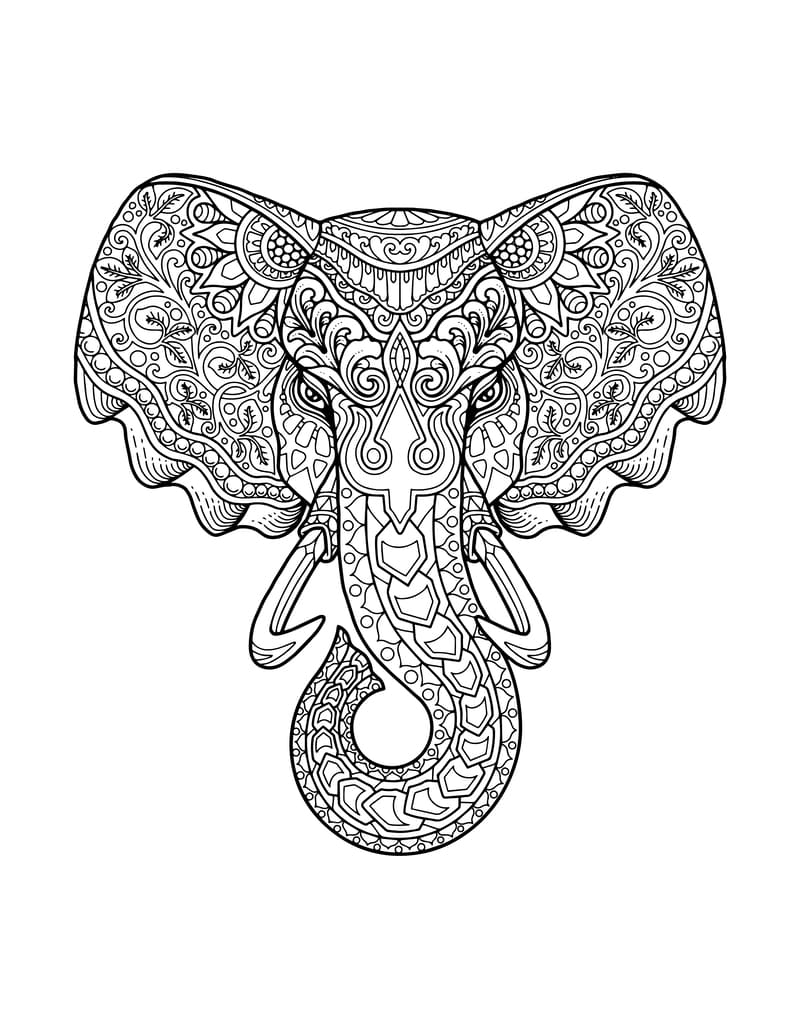 Elefante mandala para colorear